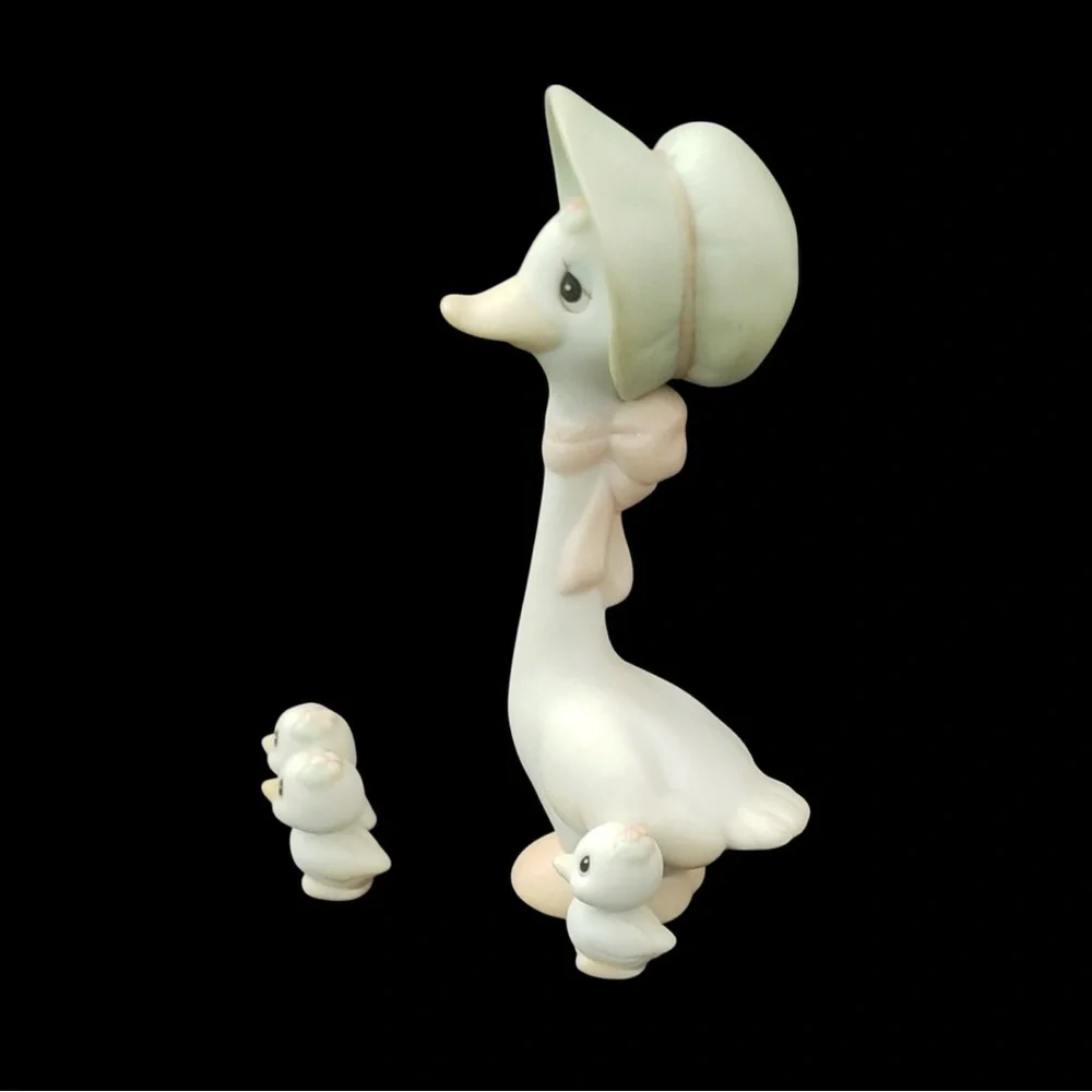1995 Precious Moments Honk If You Love Jesus Pocelain Figurine Goose And Babies - Picture 3 of 5